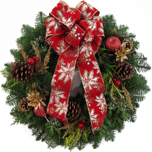 Velvet Poinsettia Christmas Wreath